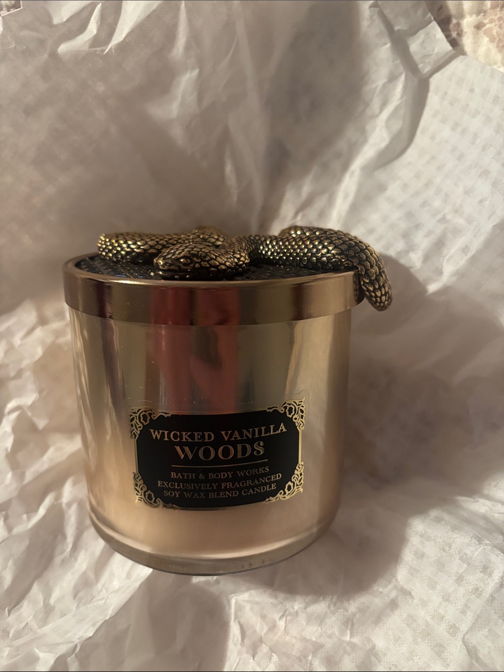 Bath & Body Works Wicked Vanilla Woods Candle w/RARE Limited Edition Snake Lid